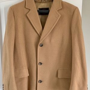Botany 500 Mens Vintage Tan Wool Overcoat Size 40R